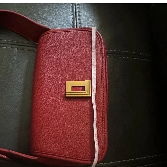 Karl Lagerfeld Red Leather Shoulder Baguette with Gold Hardware - Picture 9 of 9